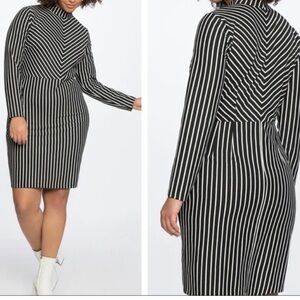 ELOQUII Black White Striped Long Sleeve Knit Womens Dress Size 20